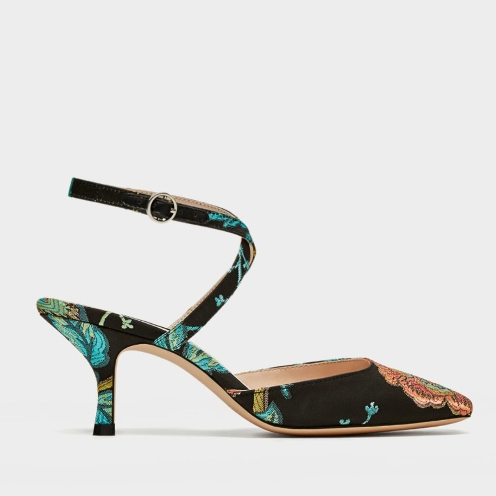 Zara 7.5 kitten heel sling backs.